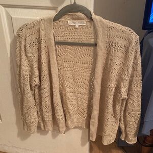 Cute Gold Shimmer Open-Knit Cardigan